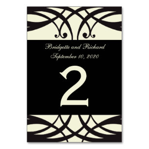 Black Cream Art Deco Wedding Table Number Cards
