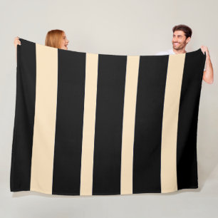 Black + Cream Broad Band Stripes Fleece Blanket