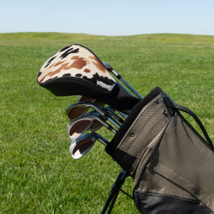Black Cream Brown Cowhide Golf Head Cover