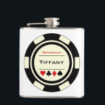 Black Cream Casino Poker Chip Wedding Bridesmaid Hip Flask<br><div class="desc">Show your bridesmaids how much you appreciate them being in your wedding by giving them this fabulous personalized black and cream white poker chip flask with their name on it.</div>