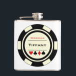Black Cream Casino Poker Chip Wedding Bridesmaid Hip Flask<br><div class="desc">Show your bridesmaids how much you appreciate them being in your wedding by giving them this fabulous personalized black and cream white poker chip flask with their name on it.</div>