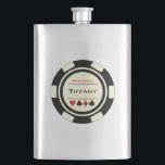 Black Cream Casino Poker Chip Wedding Bridesmaid Hip Flask<br><div class="desc">Show your bridesmaids how much you appreciate them being in your wedding by giving them this fabulous personalized black and cream white poker chip flask with their name on it.</div>