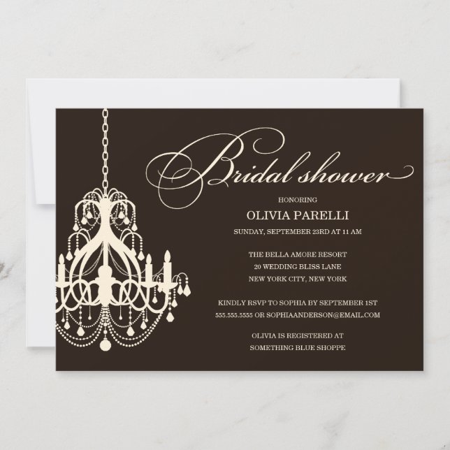 BLACK & CREAM CHANDELIER | BRIDAL SHOWER INVITE (Front)