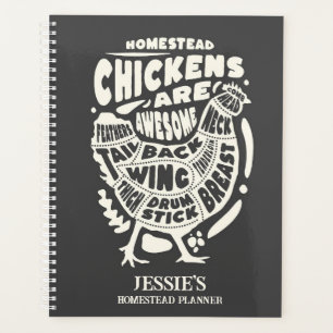 Black Cream Chicken Art Personalized Homestead Planner