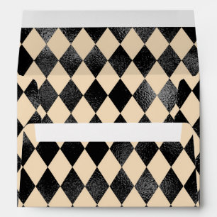 Black & Cream Diamond Pattern Whimsical Halloween Envelope