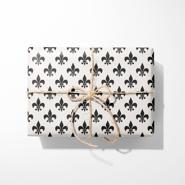 Black & Cream Fleur-de-Lis Wrapping Paper (Creator Uploaded)