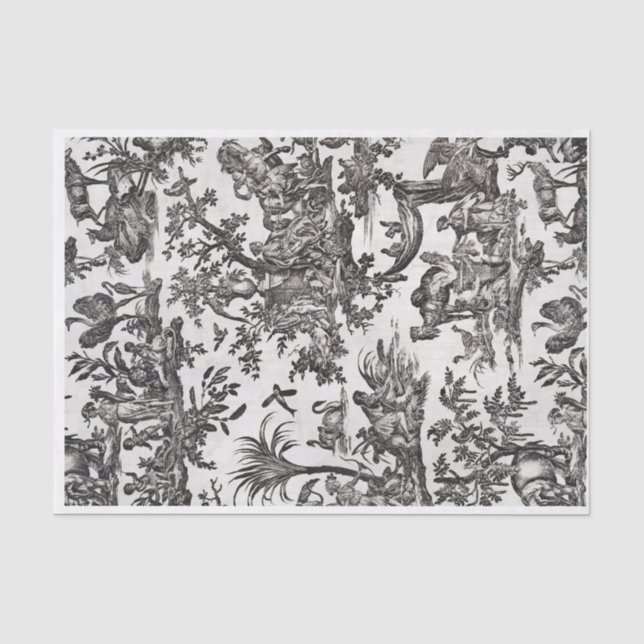 Black & Cream French Toille Design Tissue Paper (Front)
