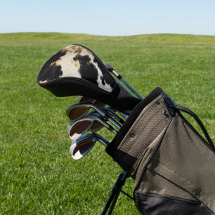 Black Cream Gold Western Cowhide Golf Head Cover