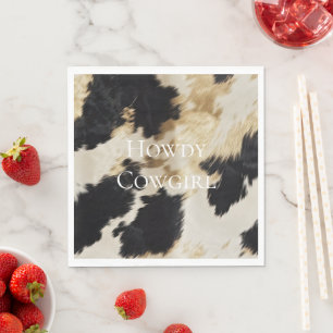 Black Cream Gold Western Cowhide Napkin