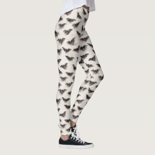 Black Cream Halloween Bats Leggings