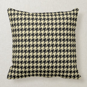 Black & Cream Houndstooth Geometric Pattern Throw Pillow