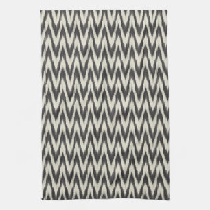 Black & Cream Ikat Waves Kitchen Towel