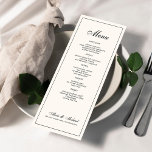 Black cream ivory elegant classic wedding menu<br><div class="desc">Simple minimalist vintage handwritten calligraphy script formal classy framed wedding menu card template.             Easy to personalize with your details!</div>