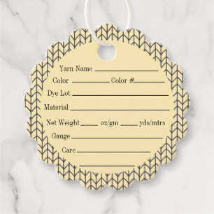 BLACK CREAM KNIT 2" Scalloped Round Yarn Tags