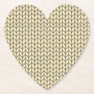 BLACK CREAM KNIT Heart Paper Coasters