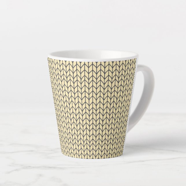 BLACK CREAM KNIT Latte Mug  (Right Angle)