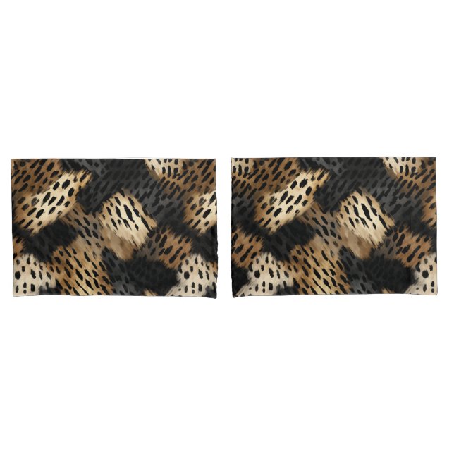 Black Cream Leopard Animal abstract Pillowcase (Front-Set)