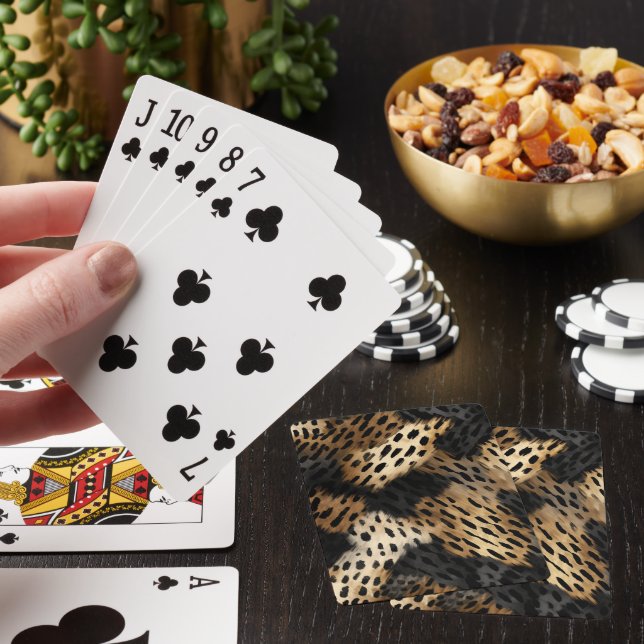 Black Cream Leopard Animal abstract Playing Cards (In Situ)