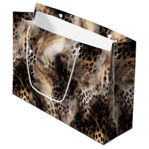 Black Cream Leopard Animal Birthday Large Gift Bag