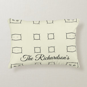Black Cream Personalized Geometric Minimal Bedding Accent Pillow