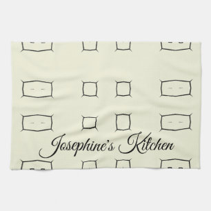 Black Cream Personalized Geometric Minimal Bedding Kitchen Towel