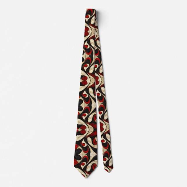 Black Cream Red Beige Tie (Front)