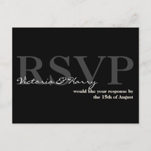 Black cream RSVP simple wedding response card