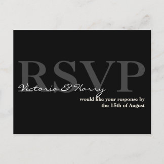 Black cream RSVP simple wedding response card