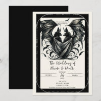 Black Cream Silver Gothic Love Bats Wedding