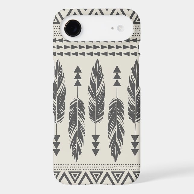 Black & Cream Tribal Feathers iPhone 6 Plus Case (Back)