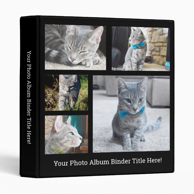 Black Create Your Own Collage Personalized Photo Binder (Front/Spine)