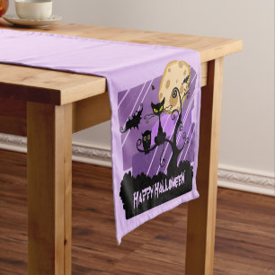 Black Creatures Halloween  Short Table Runner
