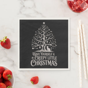 Black Creepy Gothic Christmas Tree Napkin