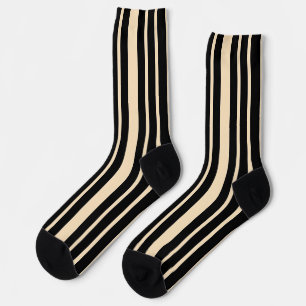 Black + Creme Stripes Crew Socks