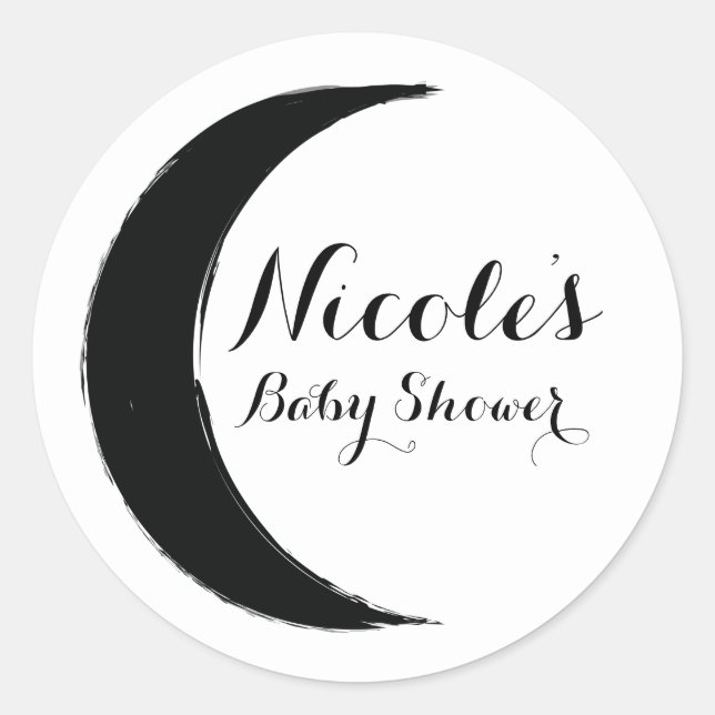 Black Crescent Dark Moon Astrology Zodiac Party Classic Round Sticker (Front)