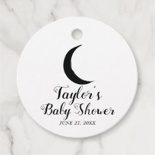 Black Crescent Moon Astrology Zodiac Baby Shower   Favour Tags