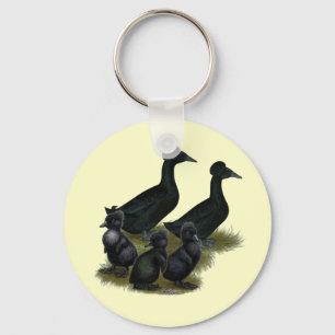Black Crested Duck Family Keychain