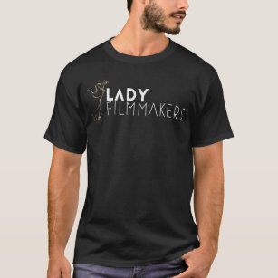 Black Crew Neck Lady Filmmakers Gold and White Log T-Shirt