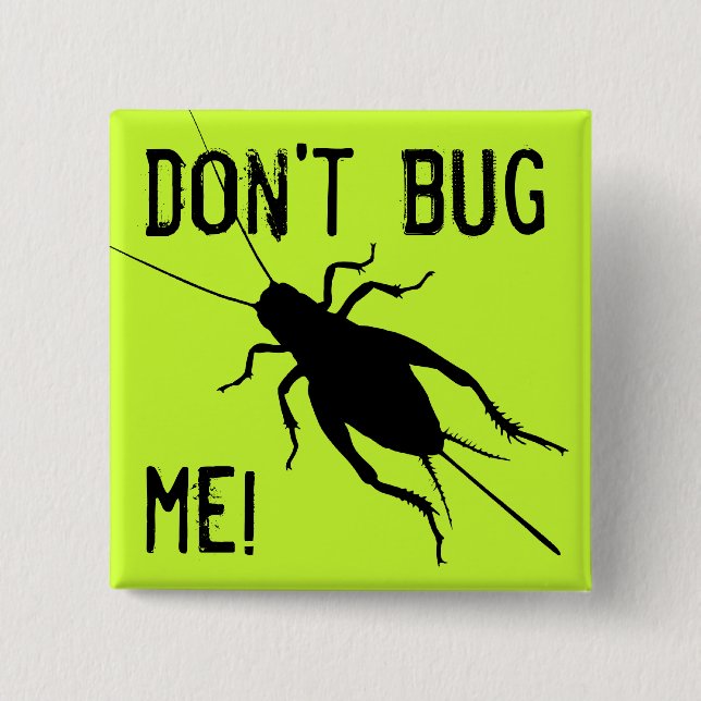 Black Cricket 2 Inch Square Button (Front)