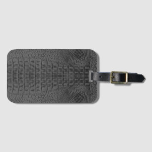 Black Crocodile Leather Luggage Tag