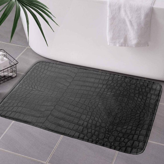 Black Crocodile Leather Print Bath Mat (Creator Uploaded)