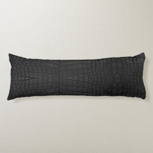 Black Crocodile Leather Print Body Pillow