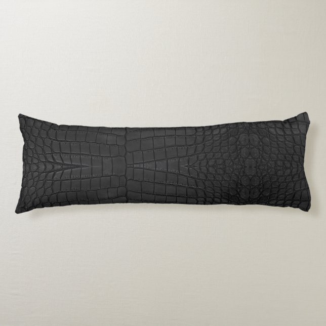 Black Crocodile Leather Print Body Pillow (Front)