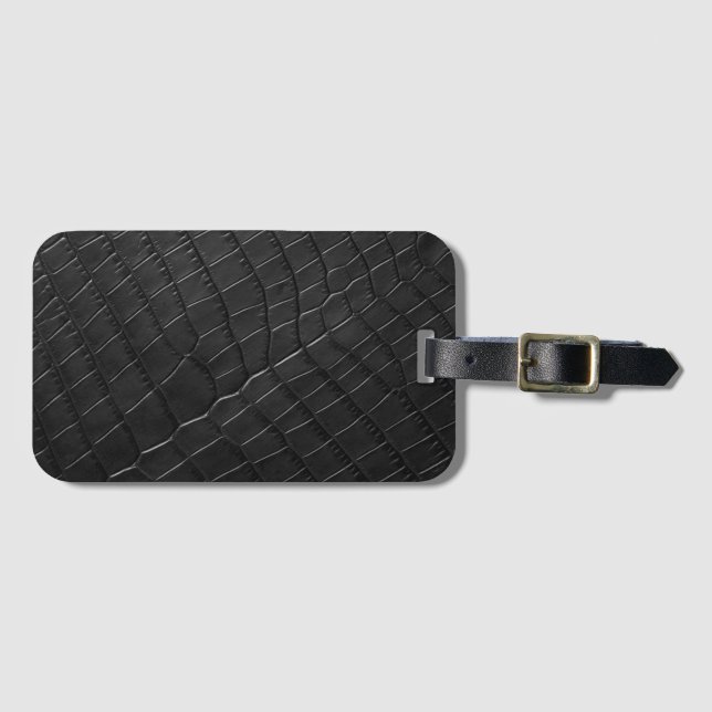 Black Crocodile leather print,  Luggage Tag (Front Horizontal)