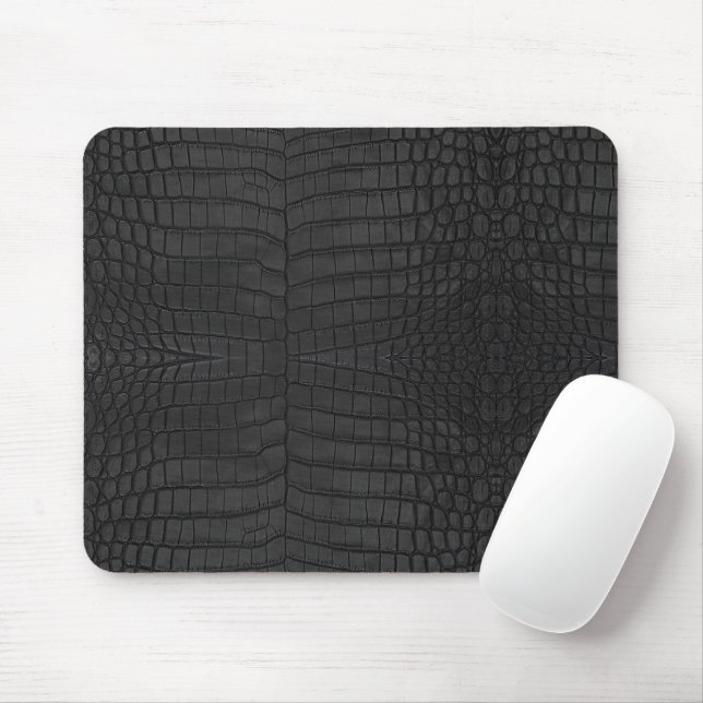Black Crocodile Leather Print Mouse Pad (With Mouse)