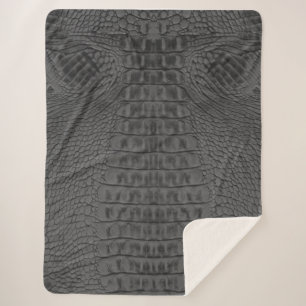 Black Crocodile Leather  Sherpa Blanket