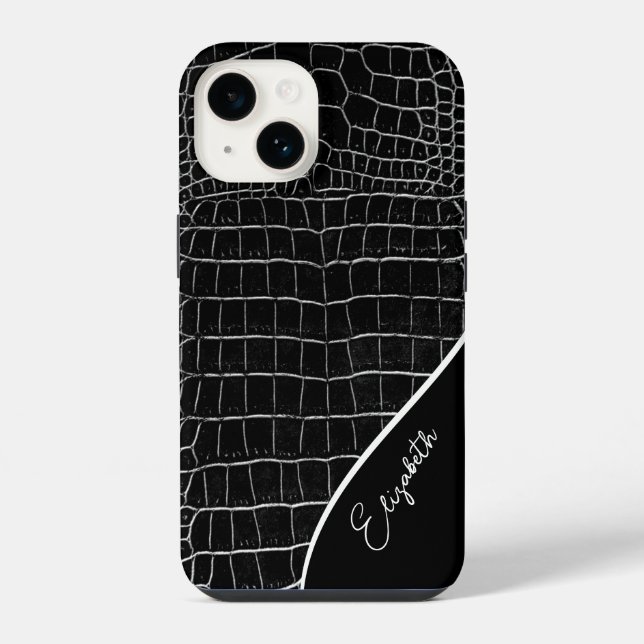 Black Crocodile Personalized iPhone Case (Back)