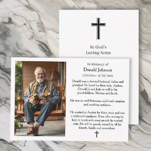 Black Cross and Poem Photo Memorial Card