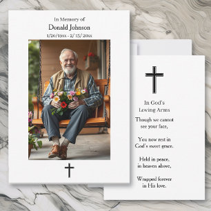 Black Cross and Poem Photo Memorial Card