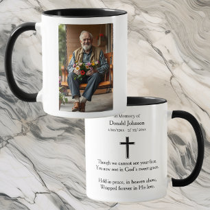 Black Cross and Poem Photo Memorial Mug